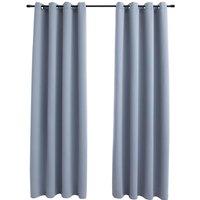 Berkfield Home Blackout Curtains with Metal Rings 2 pcs Grey 140x175 cm