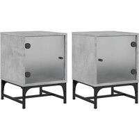 Berkfield Home Bedside Cabinets with Glass Doors 2 pcs Concrete Grey 35x37x50 cm | Size: 35 x 37 x 50 cm
