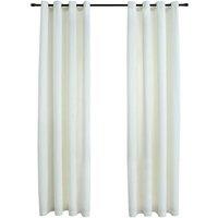 Berkfield Home Blackout Curtains with Rings 2 pcs Velvet Cream 140x175 cm
