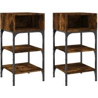 Berkfield Home Bedside Tables 2 pcs Smoked Oak 35x34.5x70 cm Engineered Wood in Brown