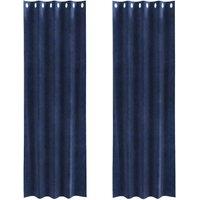 Berkfield Home Blackout Curtains with Eyelets 2 pcs Dark Blue Velvet in Navy