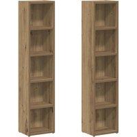 Berkfield Home CD Cabinets 2 pcs Artisan Oak 21x16x93.5 cm Engineered Wood in Brown