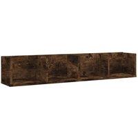 Berkfield Home CD Wall Shelf Smoked Oak 100x18x18 cm Engineered Wood in Brown | Size: 100 x 18 x 18 cm