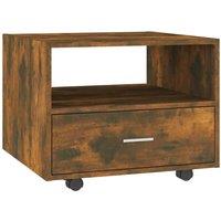 Berkfield Home Coffee Table Smoked Oak 55x55x40 cm Engineered Wood in Brown | Size: 55 x 55 x 40 cm