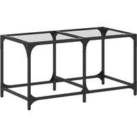 Berkfield Home Coffee Table with Transparent Glass Top 78.5x40x40 cm Steel in Black