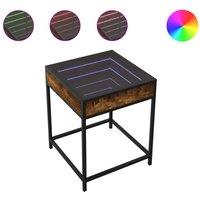 Berkfield Home Coffee Table with Infinity LED Smoked Oak 40x40x51 cm in Brown | Size: 40 x 40 x 51 cm