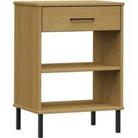 Berkfield Home Console Cabinet with Metal Legs Brown Solid Wood Pine OSLO