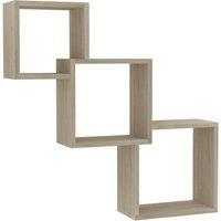 Berkfield Home Cube Wall Shelf Sonoma Oak 68x15x68 cm Engineered Wood in Brown | Size: 68 x 15 x 68 cm