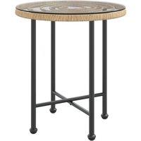 Berkfield Home Dining Table 50 cm Tempered Glass & Steel in Brown
