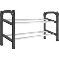 Berkfield Home Extendable Shoe Rack with 2 Shelves 119x24x37 cm in Black | Size: 119 x 24 x 37 cm