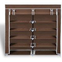 Berkfield Home Fabric Shoe Cabinet with Cover 115 x 28 x 110 cm Brown