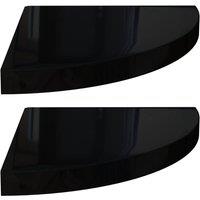 Berkfield Home Floating Corner Shelves 2 pcs High Gloss Black 35x35x3.8 cm MDF