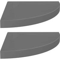 Berkfield Home Floating Corner Shelves 2 pcs High Gloss Grey 35x35x3.8 cm MDF