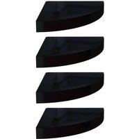 Berkfield Home Floating Corner Shelves 4 pcs High Gloss Black 25x25x3.8 cm MDF