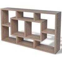 Berkfield Home Floating Wall Display Shelf 8 Compartments Oak Colour in Brown