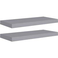 Berkfield Home Floating Wall Shelves 2 pcs Grey 60x23.5x3.8 cm MDF