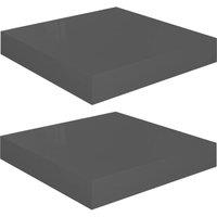 Berkfield Home Floating Wall Shelves 2 pcs High Gloss Grey 23x23.5x3.8 cm MDF