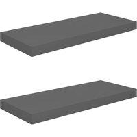 Berkfield Home Floating Wall Shelves 2 pcs High Gloss Grey 60x23.5x3.8 cm MDF