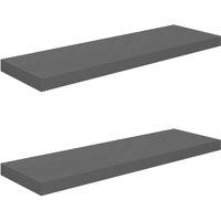 Berkfield Home Floating Wall Shelves 2 pcs High Gloss Grey 80x23.5x3.8 cm MDF
