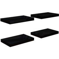 Berkfield Home Floating Wall Shelves 4 pcs High Gloss Black 40x23x3.8 cm MDF