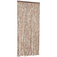 Berkfield Home Fly Curtain Beige & Dark Brown 56x185 cm Chenille