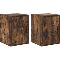 Berkfield Home Garage Wall Cabinets 2 pcs Smoked Oak Engineered Wood in Brown