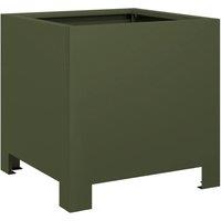 Berkfield Home Garden Planter Olive Green 30x30x30 cm Steel | Size: 30 x 30 x 30 cm