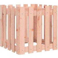 Berkfield Home Garden Planter with Fence Design 50x50x50 cm Solid Wood Douglas in Brown | Size: 50 x 50 x 50 cm