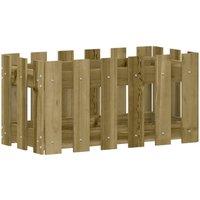 Berkfield Home Garden Planter with Fence Design 60x30x30 cm Impregnated Wood Pine in Brown | Size: 60 x 30 x 30 cm
