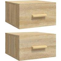 Berkfield Home Wall-mounted Bedside Cabinets 2 pcs Sonoma Oak 35x35x20 cm in Brown | Size: 35 x 35 x 20 cm