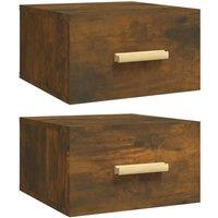 Berkfield Home Wall-mounted Bedside Cabinets 2 pcs Smoked Oak 35x35x20 cm in Brown | Size: 35 x 35 x 20 cm