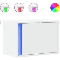 Berkfield Home Wall-mounted Bedside Cabinet with LED Lights White