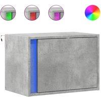 Berkfield Home Wall-mounted Bedside Cabinet with LED Lights Concrete Oak in Grey