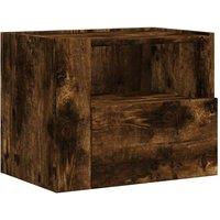 Berkfield Home Wall-mounted Bedside Cabinet Smoked Oak 45x30x35 cm in Brown | Size: 45 x 30 x 35 cm