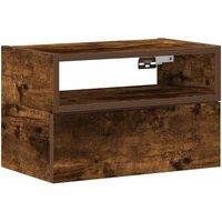 Berkfield Home Wall-mounted Bedside Cabinet Smoked Oak 45x26x28.5 cm in Brown
