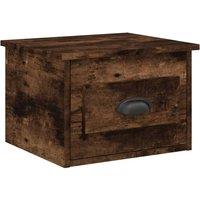 Berkfield Home Wall-mounted Bedside Cabinet Smoked Oak 41.5x36x28cm in Brown | Size: 41.5x36x28 cm