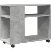 Berkfield Home Side Table with Wheels Concrete Grey 70x35x60 cm Engineered Wood | Size: 70 x 35 x 60 cm