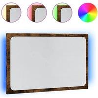 Berkfield Home LED Bathroom Mirror Sonoma Oak 60x8.5x38 cm Engineered Wood in Brown