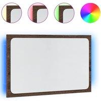 Berkfield Home LED Bathroom Mirror Brown Oak 60x8.5x38 cm Engineered Wood