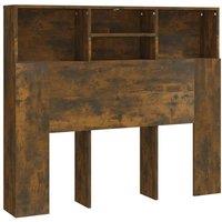 Berkfield Home Headboard Cabinet Smoked Oak 120x19x103.5 cm in Brown