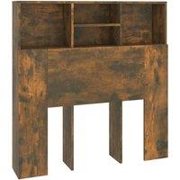 Berkfield Home Headboard Cabinet Smoked Oak 100x19x103.5 cm in Brown