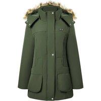 MODISHION Women's Mid-Length Hooded Coat in Green | Size: Large