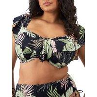 Elomi Women's Tropical Retreat Ruffle Bikini Top in Black | Size: 42G