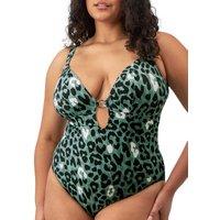Elomi Women's Jungle Bay Non Wired Swimsuit in Green | Size: 38G/GG