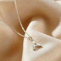 Posh Totty Designs Women's Sterling Silver Textured Initial Letter Necklace