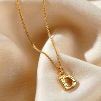 Posh Totty Designs Women's Yellow Gold Plated Textured Initial Letter Necklace