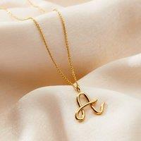 Posh Totty Designs Women's Yellow Gold Plated Large Script Initial Necklace