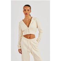 Cernucci Women's Cropped Knit Zip Hoodie - Cream | Size: Large