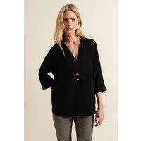 Phase Eight Women's Cynthia Button Detail Shirt in Black | Size: XS