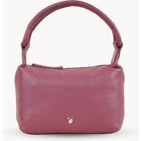 Assots London Women's 'CITY BAG' Soft Pebble Grain Real Leather Shoulder Bag in Dark Pink
